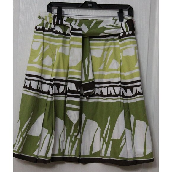Talbots Size 10 Pleated Native Lined Flare Skirt Tie Belt Boho Skater - Picture 1 of 6